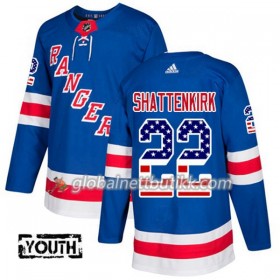 New York Rangers Hockeydrakt Kevin Shattenkirk 22 2017-2018 USA Flag Fashion Blå Adidas Authentic - Barn
